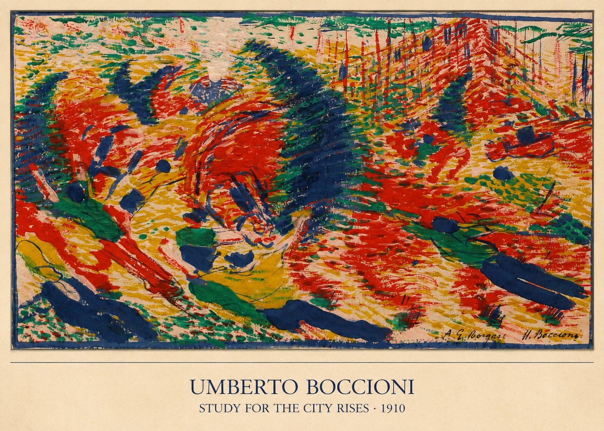 Umberto Boccioni Study for the City Rises No5 - Poster