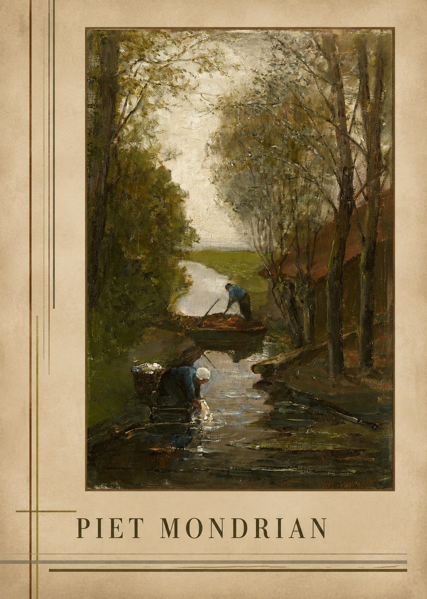 Piet Mondrian Washday on the Canal No3 - Poster