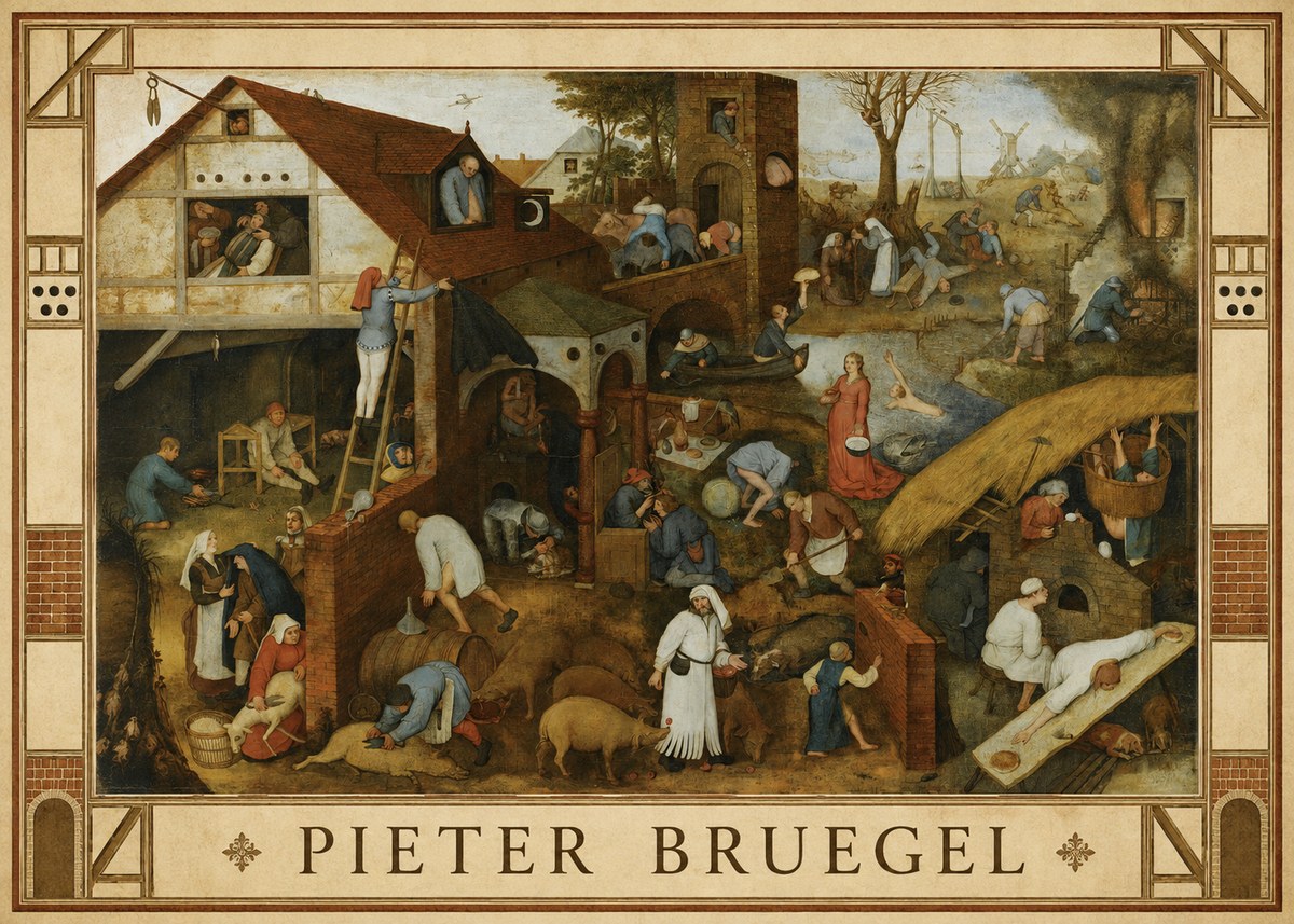 Pieter Bruegel Netherlandish Proverbs I No2 - Poster