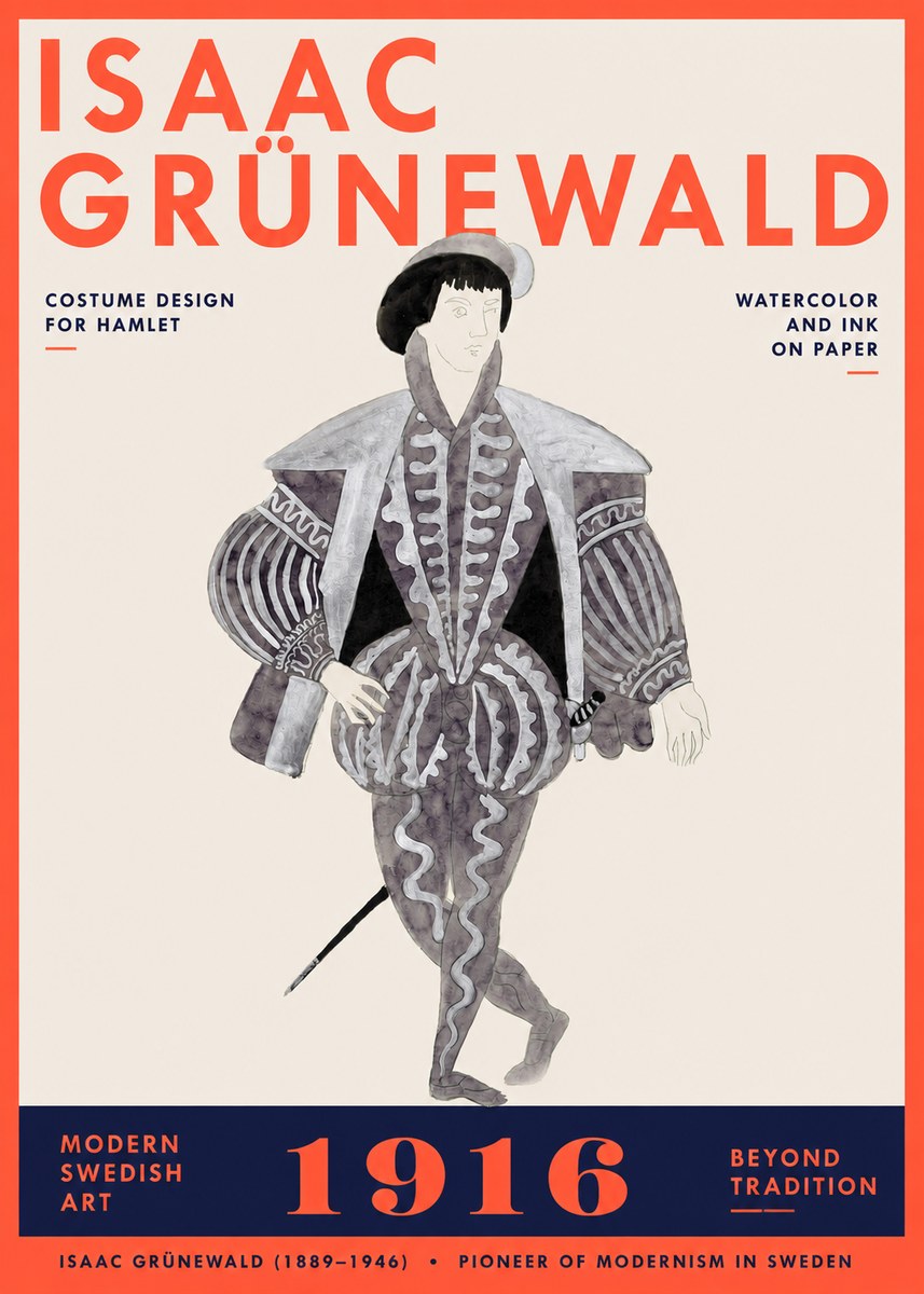 Isaac Grünewald Costume Design for Hamlet No3 - Poster
