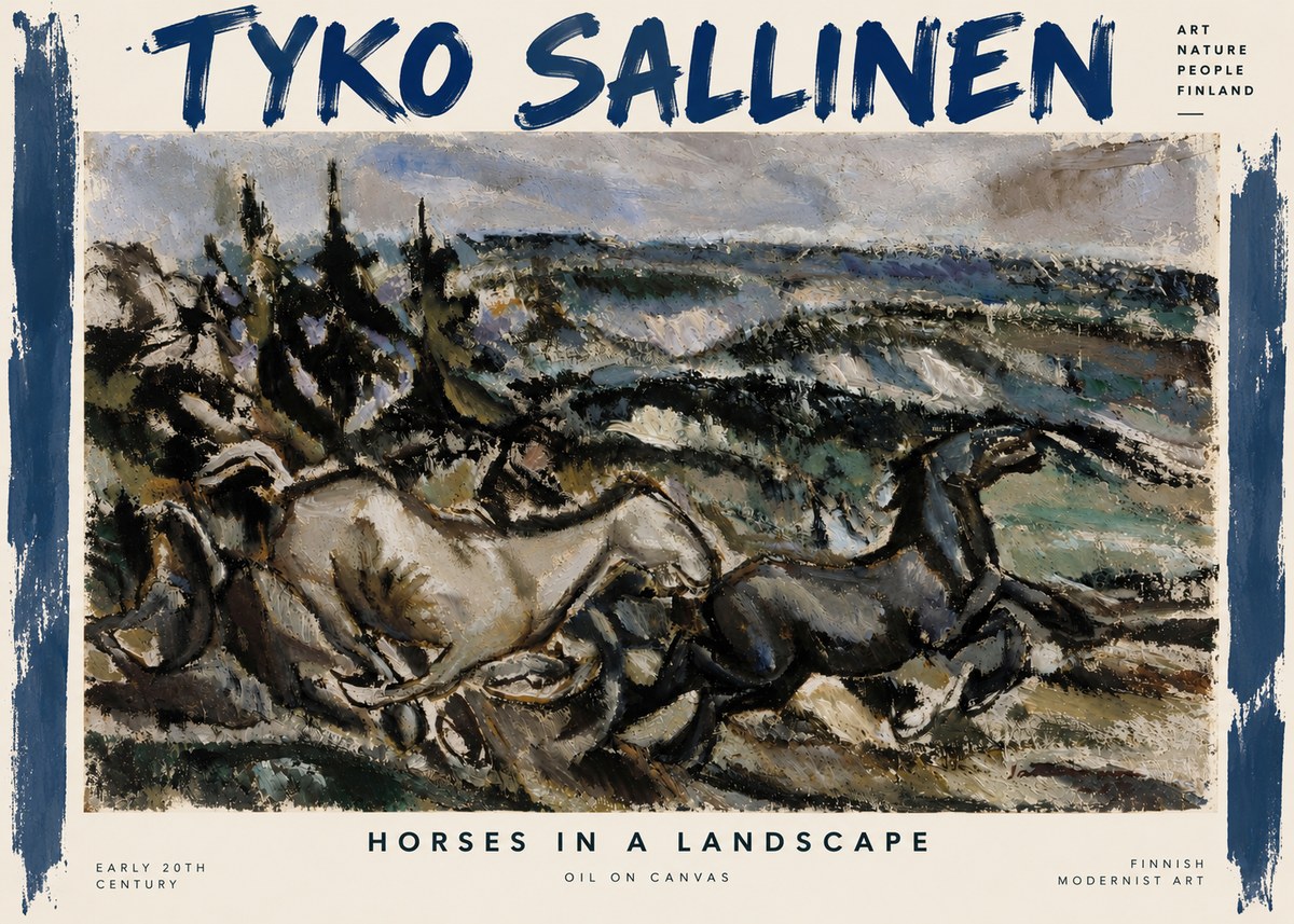 Tyko Sallinen Horses in a Landscape No4 - Poster