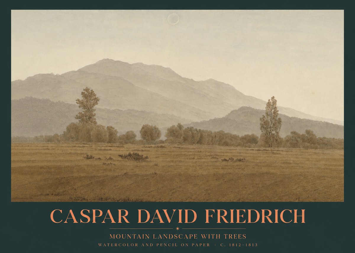 Caspar David Friedrich Mountain Landscape with Trees No2 - Poster