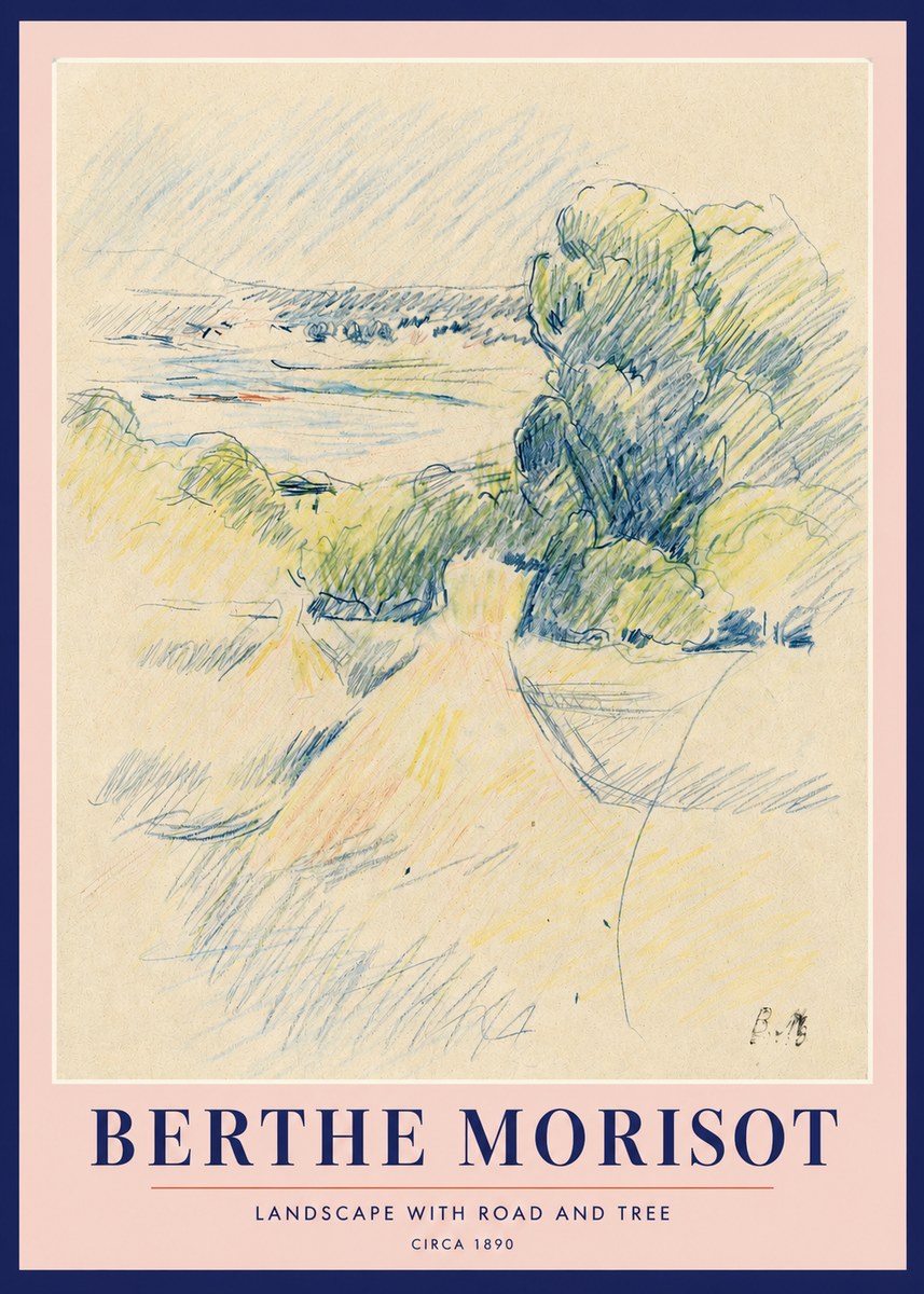Berthe Morisot Landscape with Road and Tree No2 - Poster