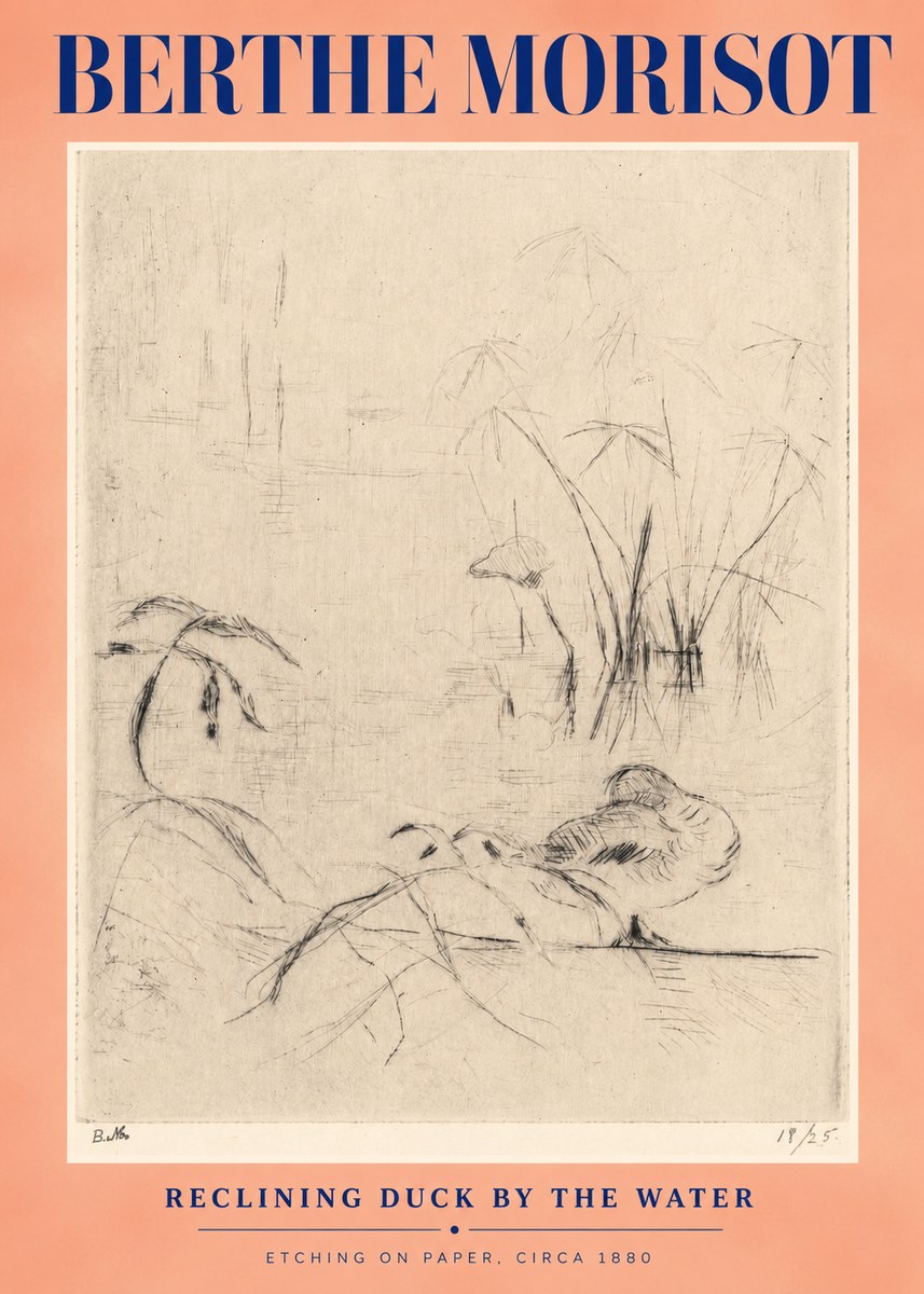 Berthe Morisot Reclining Duck by the Water No3 - Poster