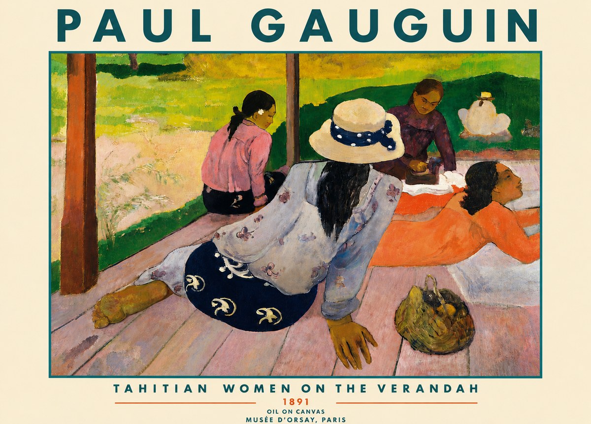 Paul Gauguin Tahitian Women on the Verandah No4 - Poster