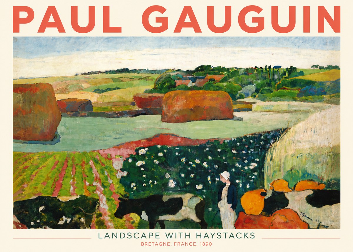 Paul Gauguin Landscape with Haystacks No4 - Poster