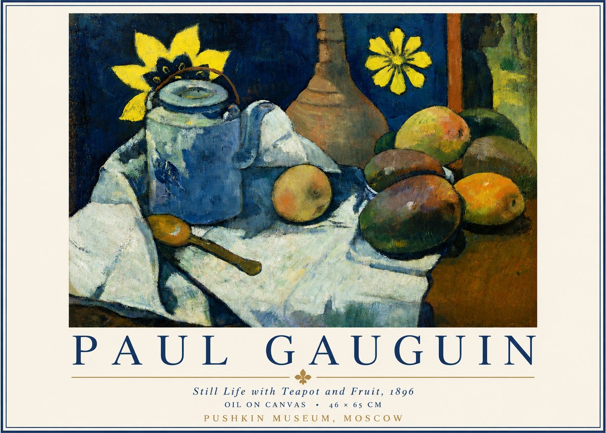 Paul Gauguin Still Life with Teapot and Fruit, 1896 No3 - Poster