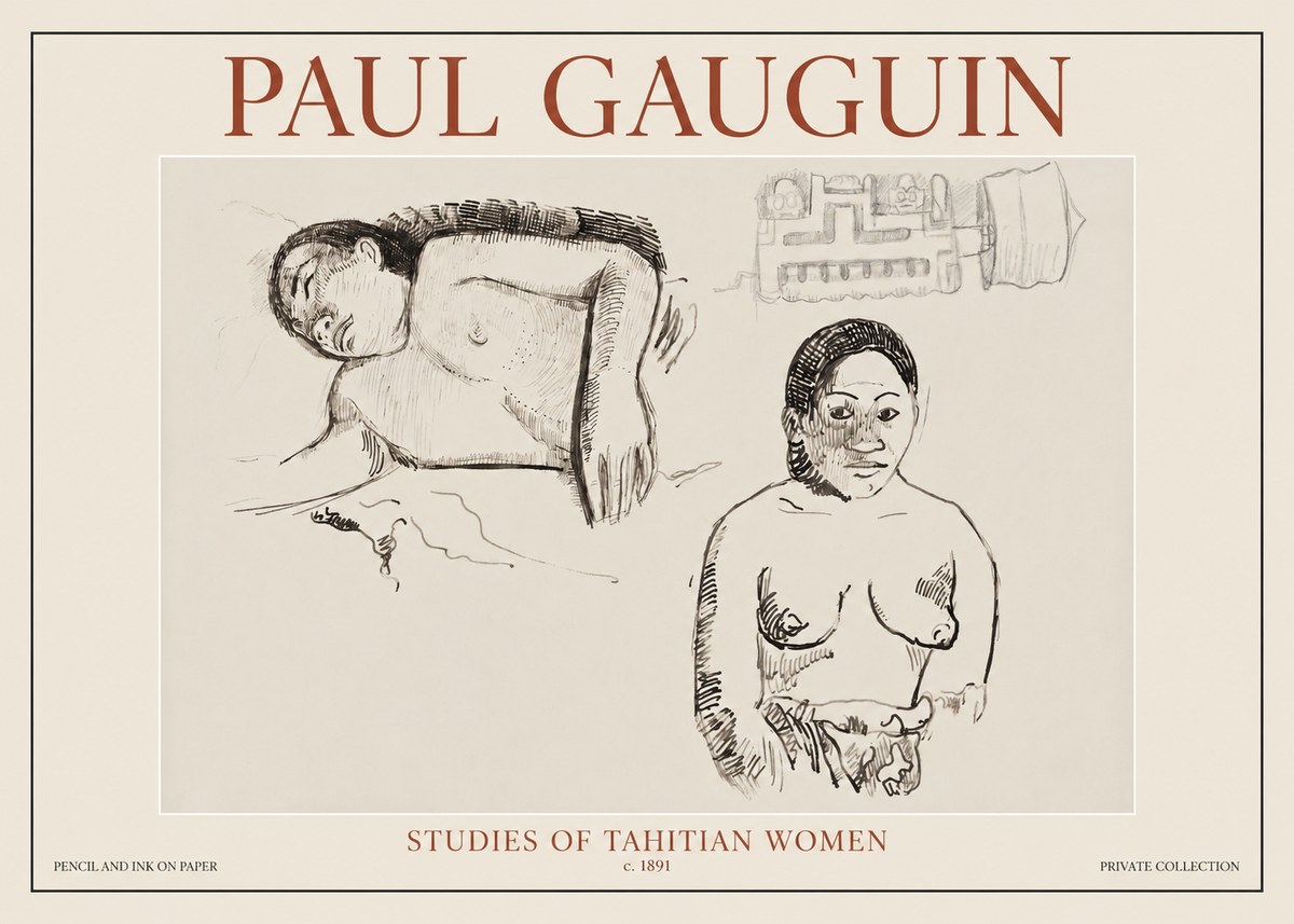 Paul Gauguin Studies of Tahitian Women No6 - Poster