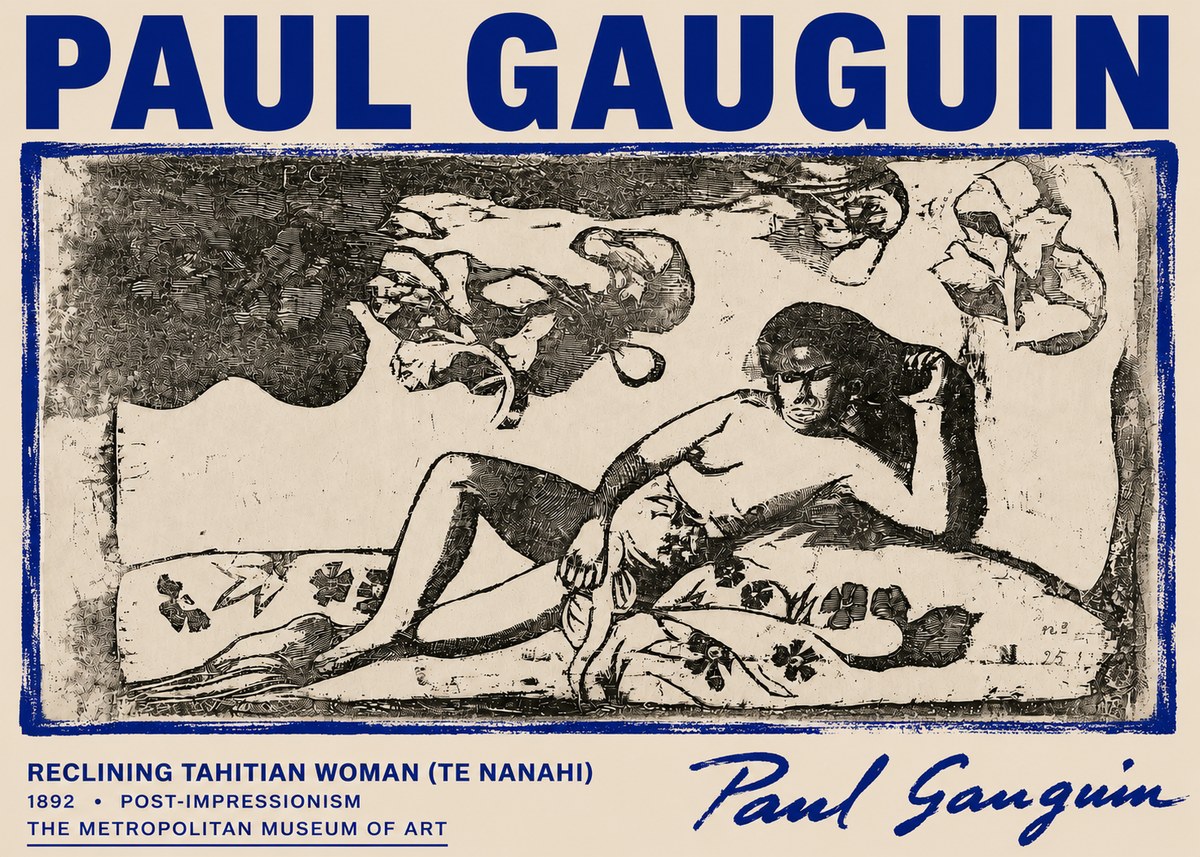 Paul Gauguin Reclining Tahitian Woman (Te Nanahi) No6 - Poster