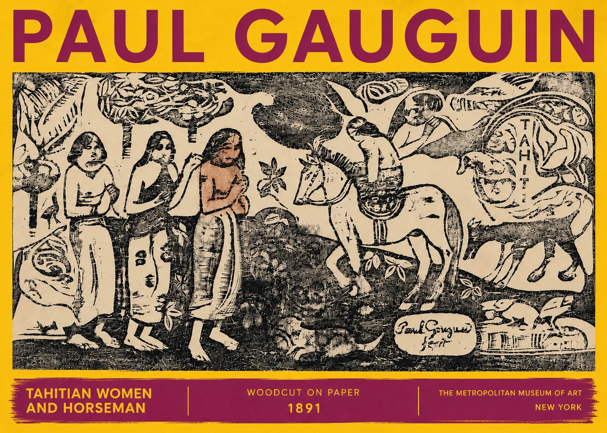 Paul Gauguin Tahitian Women and Horseman No6 - Poster