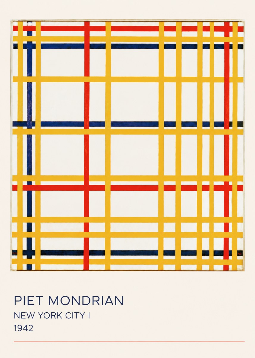 Piet Mondrian New York City I No4 - Poster