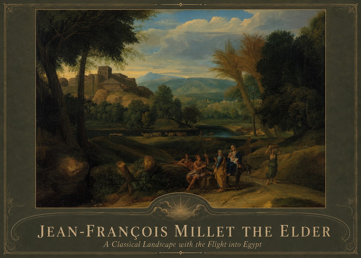 Jean-François Millet A Classical Landscape with the Flight into Egypt No4 - Poster