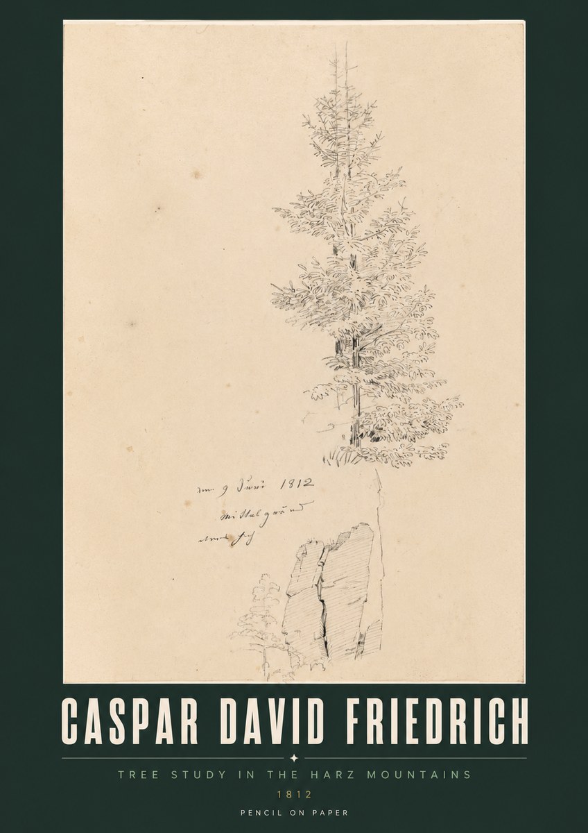 Caspar David Friedrich Tree Study in the Harz Mountains No2 - Poster