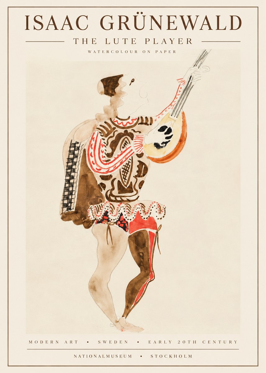 Isaac Grünewald The Lute Player No1 - Poster