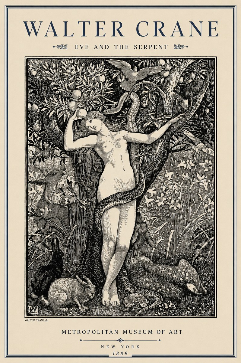 Walter Crane Eve and the Serpent No3 - Poster