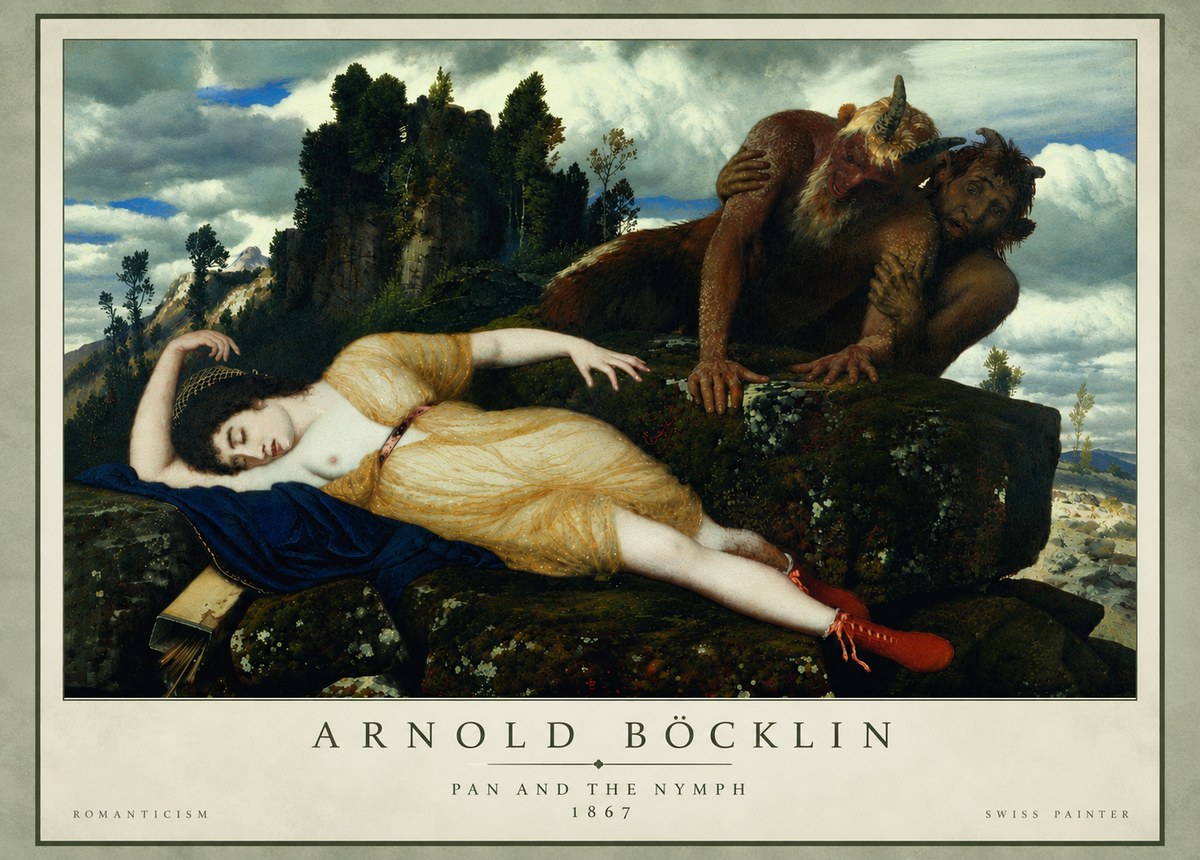 Arnold Böcklin Pan and the Nymph No4 - Poster