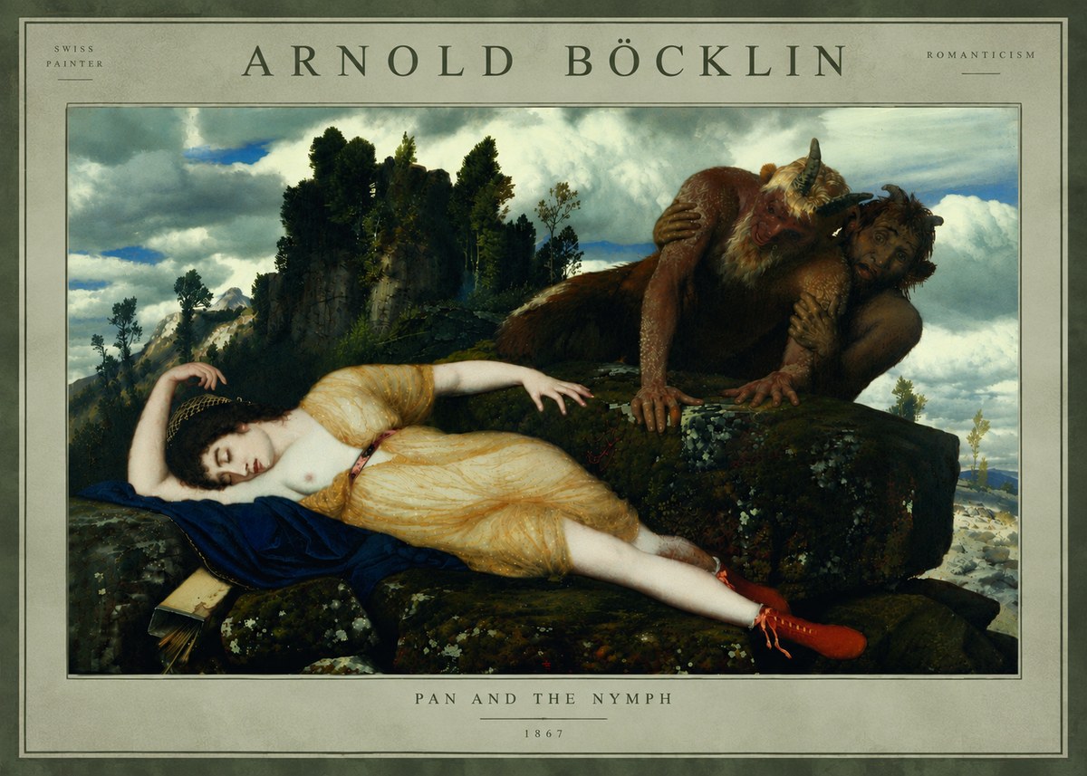 Arnold Böcklin Pan and the Nymph No5 - Poster