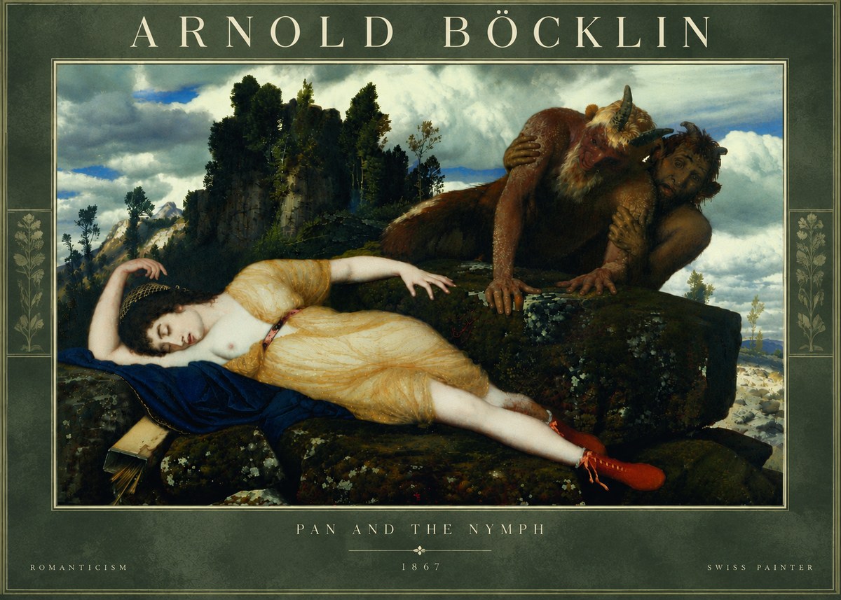 Arnold Böcklin Pan and the Nymph No6 - Poster