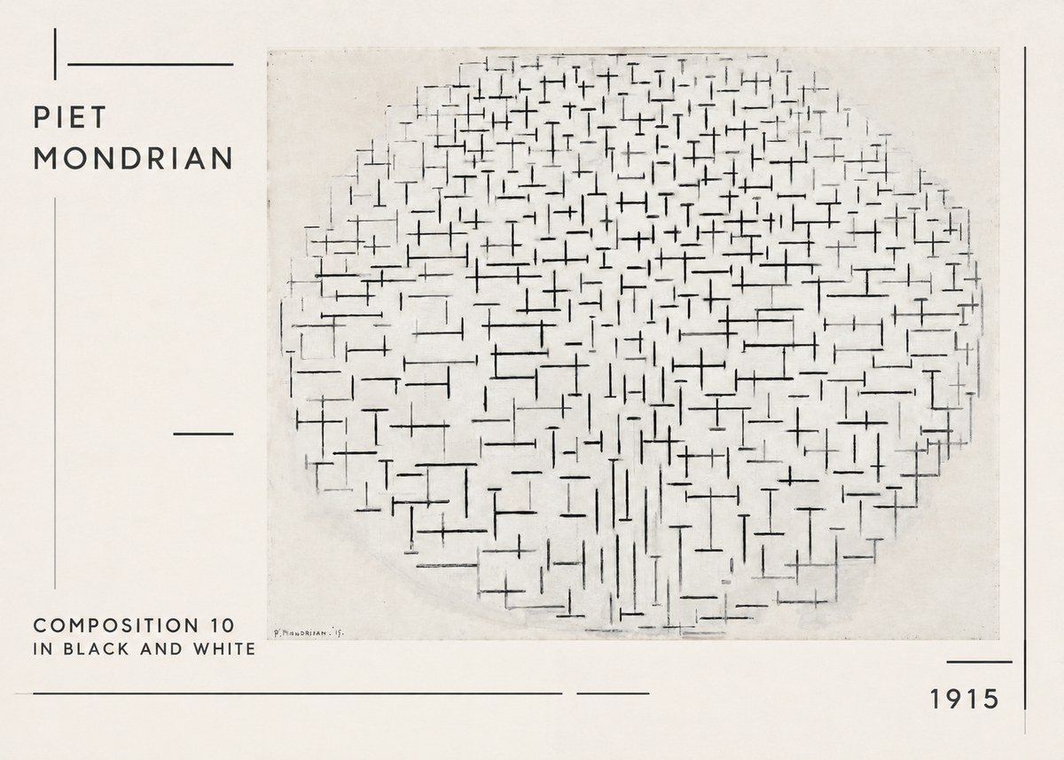 Piet Mondrian Composition 10 in Black and White No1 - Poster