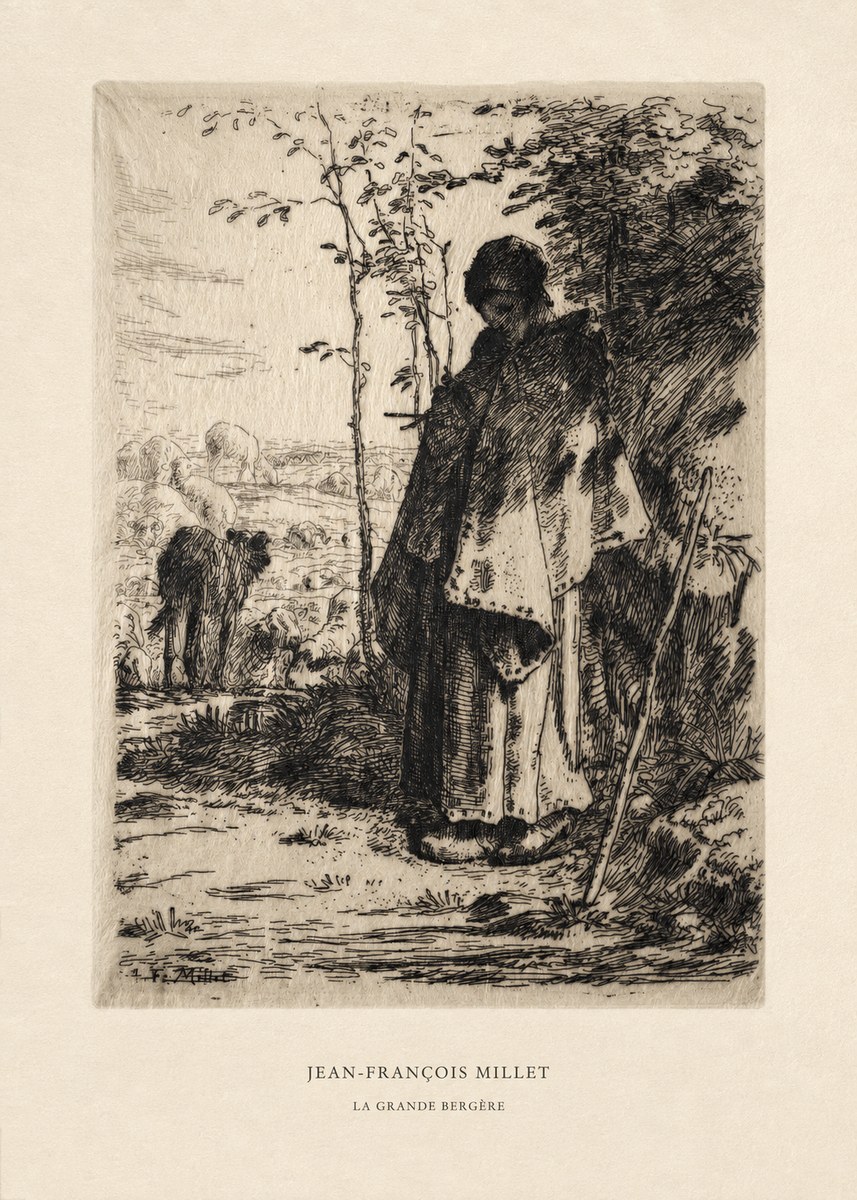 Jean-François Millet La Grande Bergère No6 - Poster