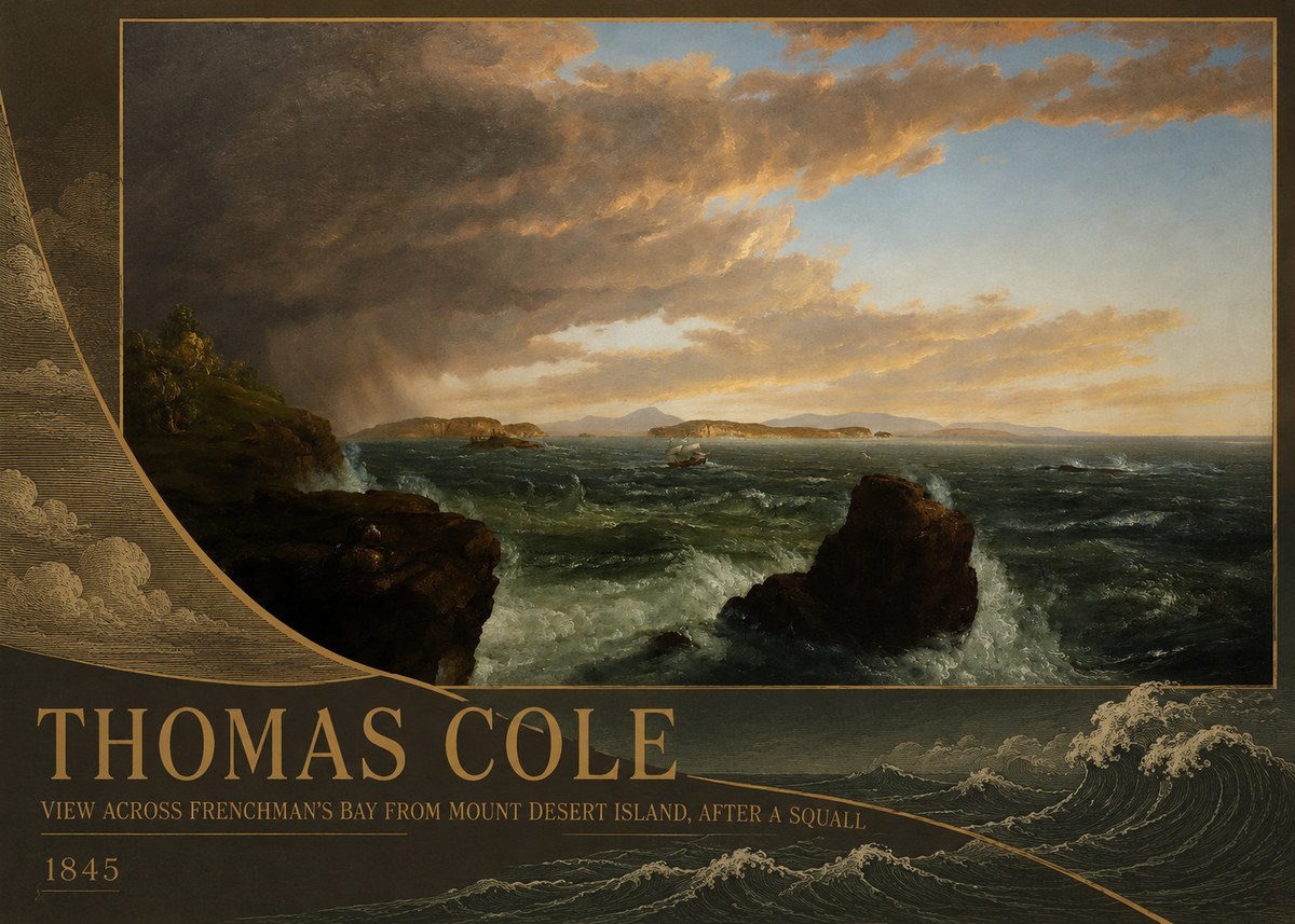 Thomas Cole View Across Frenchman's Bay from Mount Desert Island, After a Squall I No2 - Poster