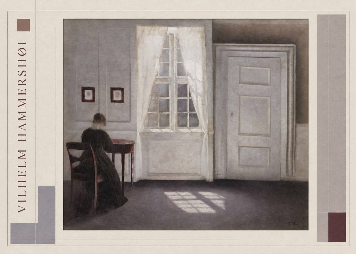Vilhelm Hammershøi Interior with a Woman at a Table No2 - Poster