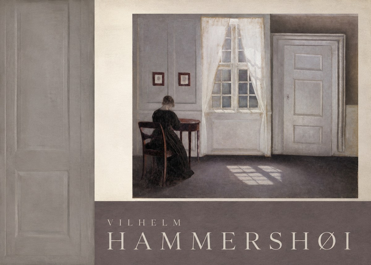 Vilhelm Hammershøi Interior with a Woman at a Table No6 - Poster