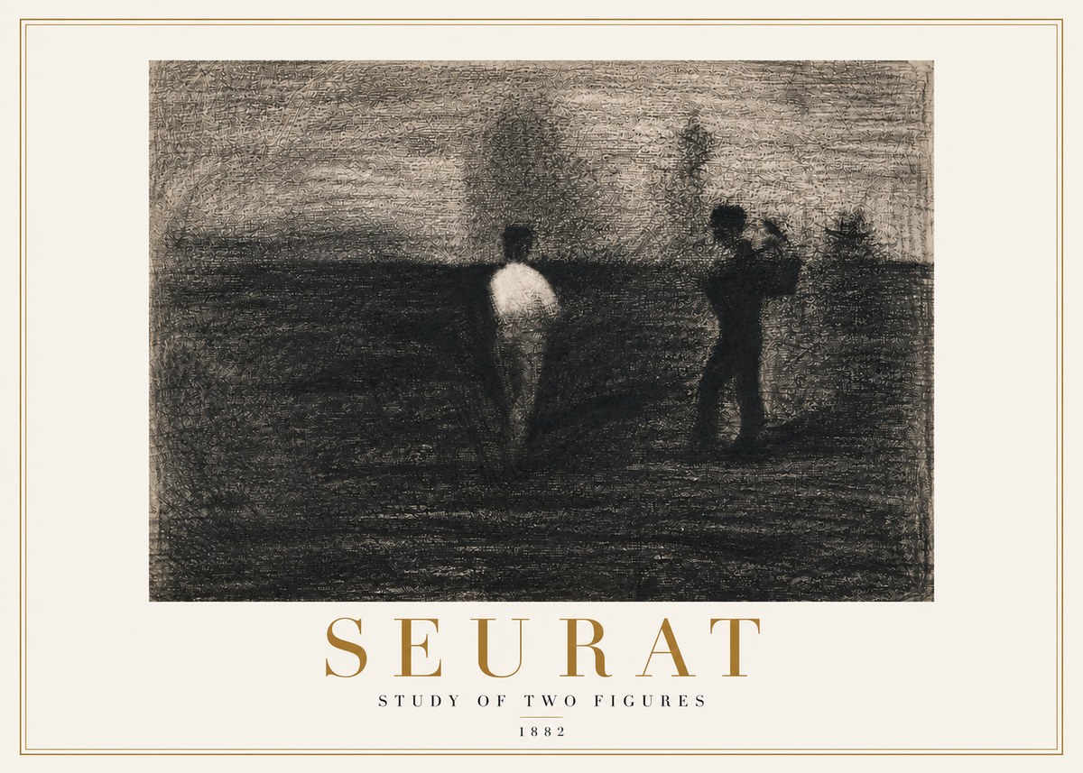Seurat Study of Two Figures No4 - Poster