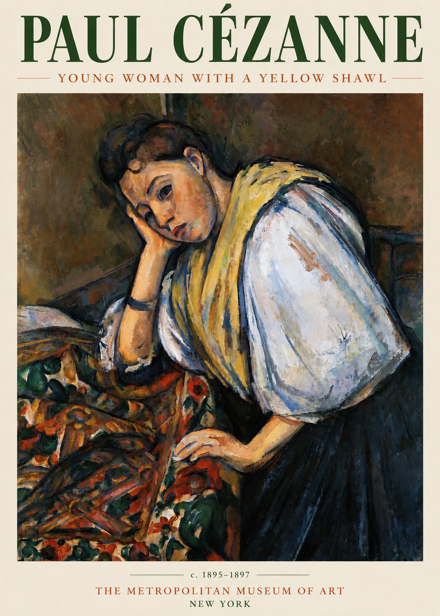 Paul Cézanne Young Woman with a Yellow Shawl No3 - Poster