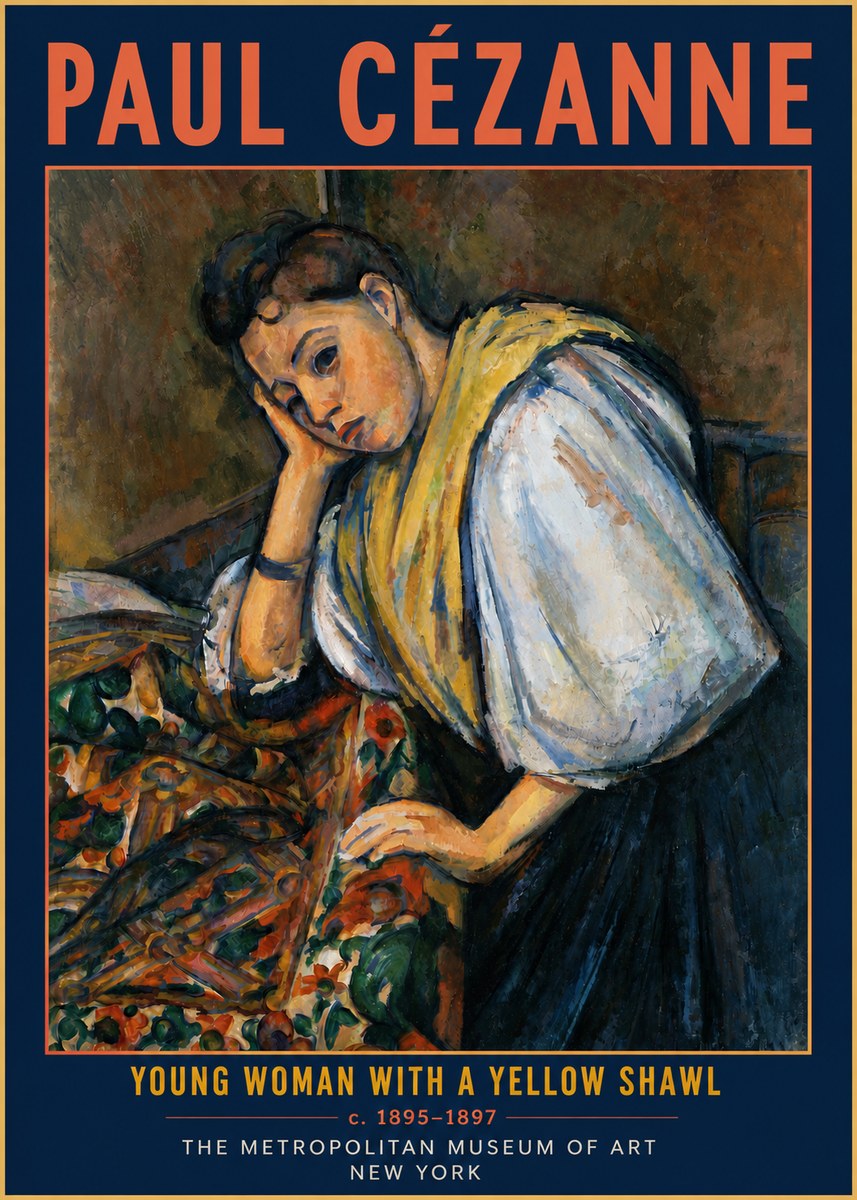 Paul Cézanne Young Woman with a Yellow Shawl No4 - Poster