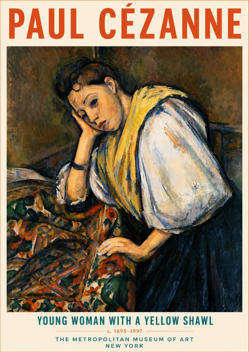 Paul Cézanne Young Woman with a Yellow Shawl No5 - Poster