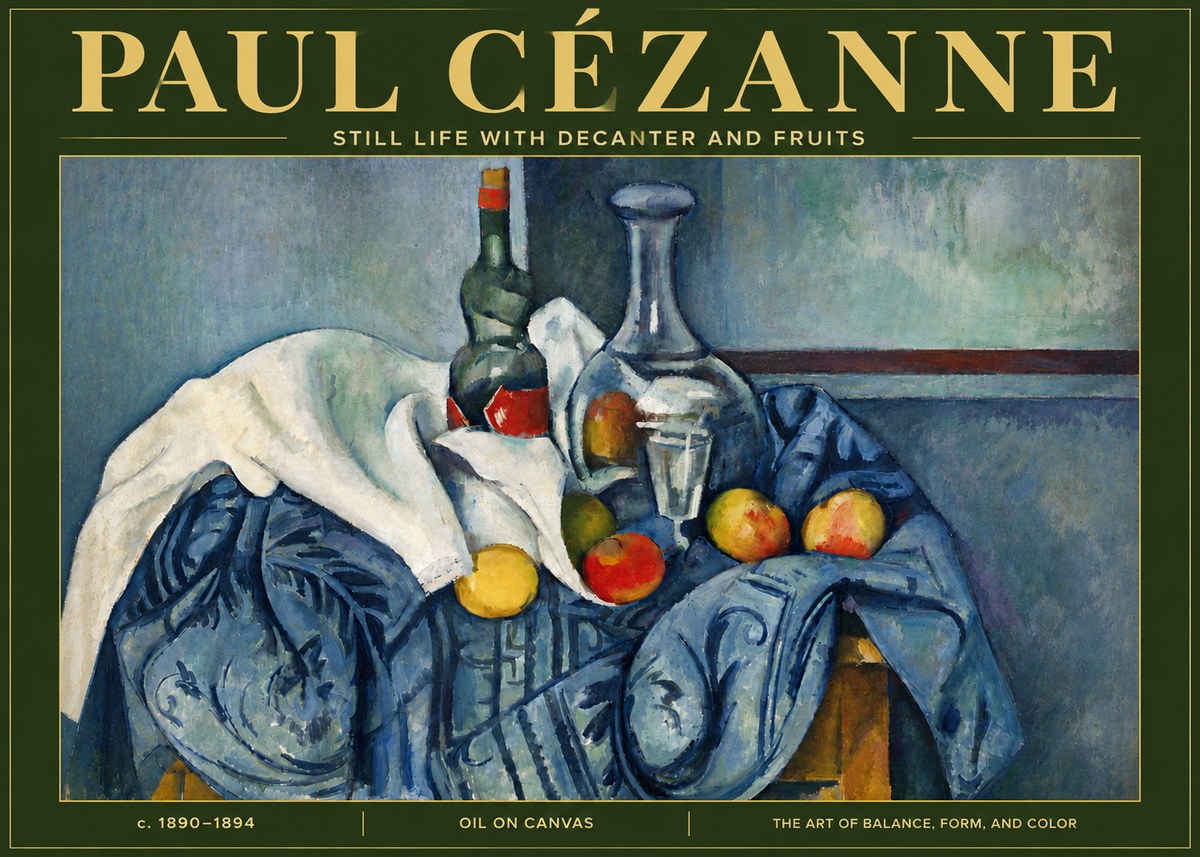 Paul Cézanne Still Life with Decanter and Fruits No5 - Poster