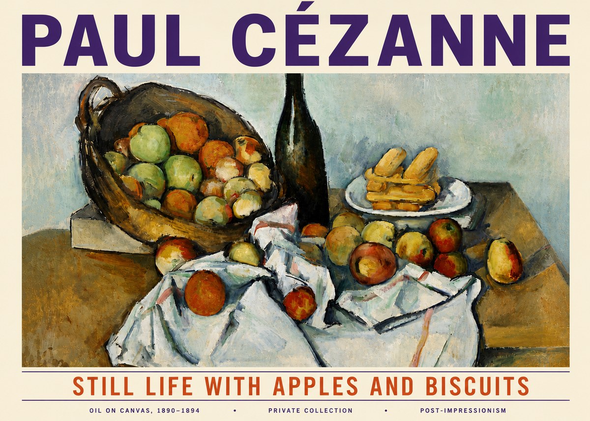 Paul Cézanne Still Life with Apples and Biscuits No6 - Poster