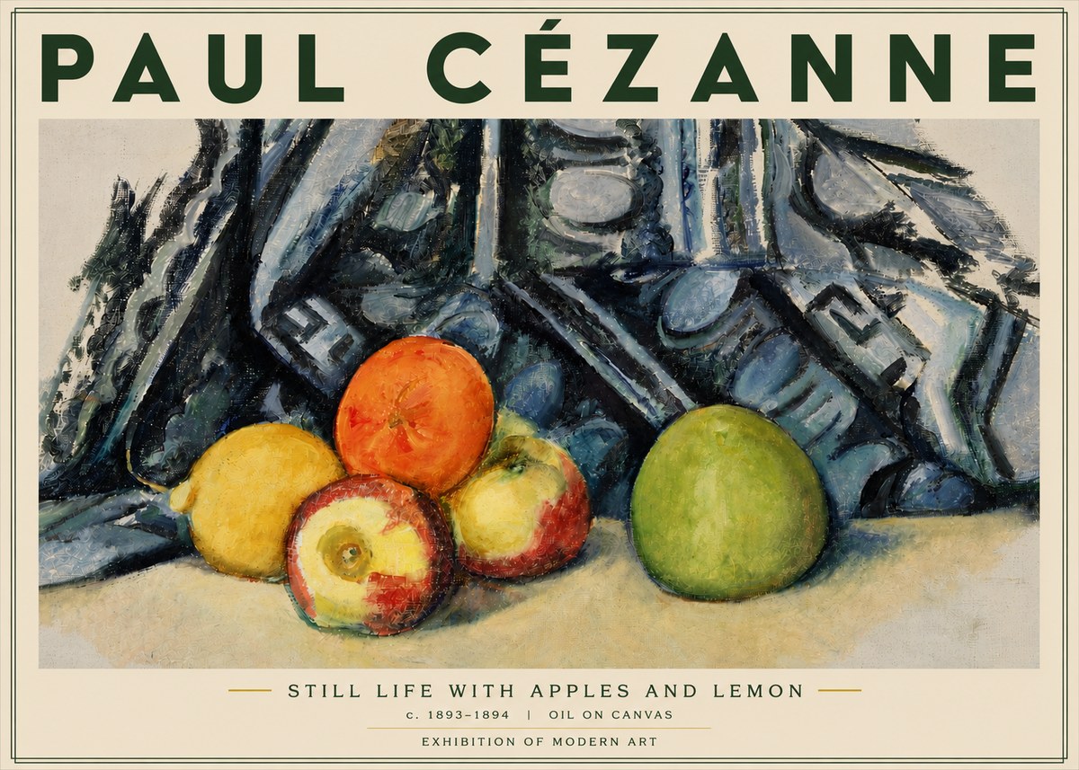 Paul Cézanne Still Life with Apples and Lemon No4 - Poster
