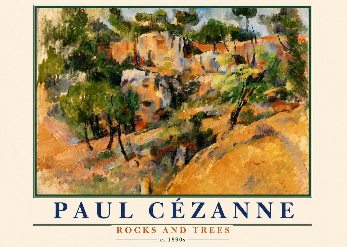 Paul Cézanne Rocks and Trees III No6 - Poster