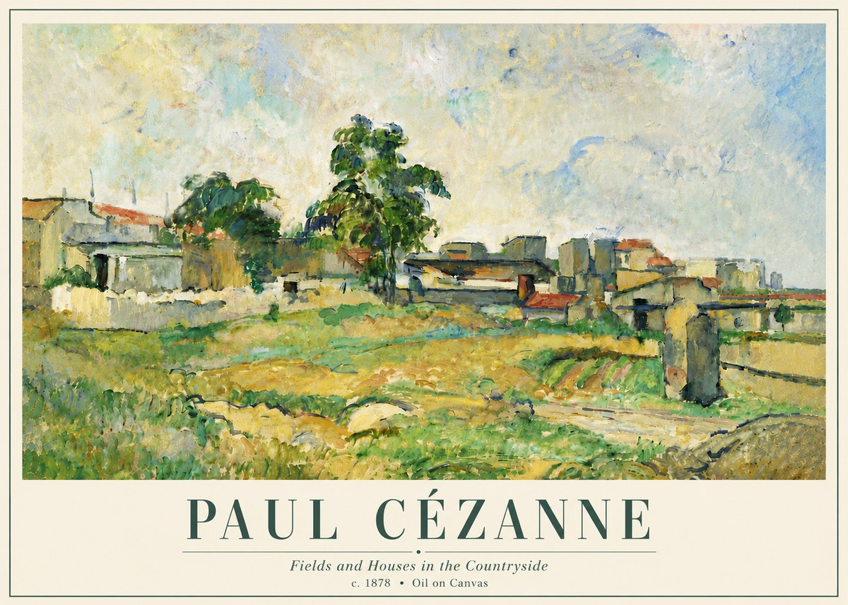 Paul Cézanne Fields and Houses in the Countryside No6 - Poster