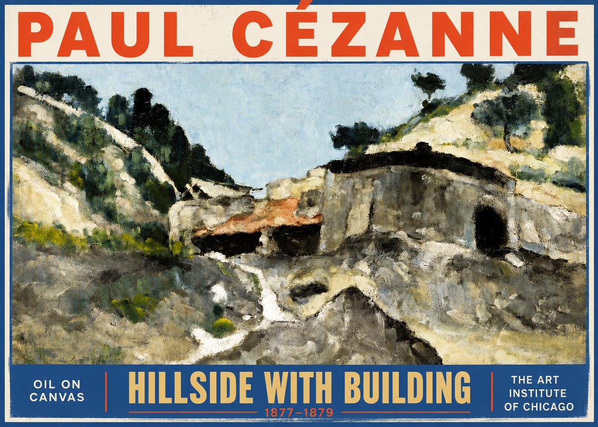 Paul Cézanne Hillside with Building No4 - Poster