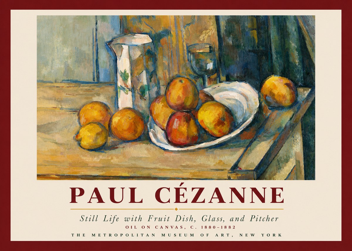 Paul Cézanne Still Life with Fruit Dish, Glass, and Pitcher No3 - Poster