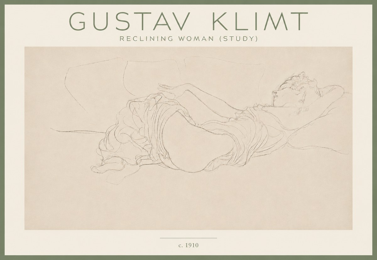 Klimt Reclining Woman (Study) No4 - Poster