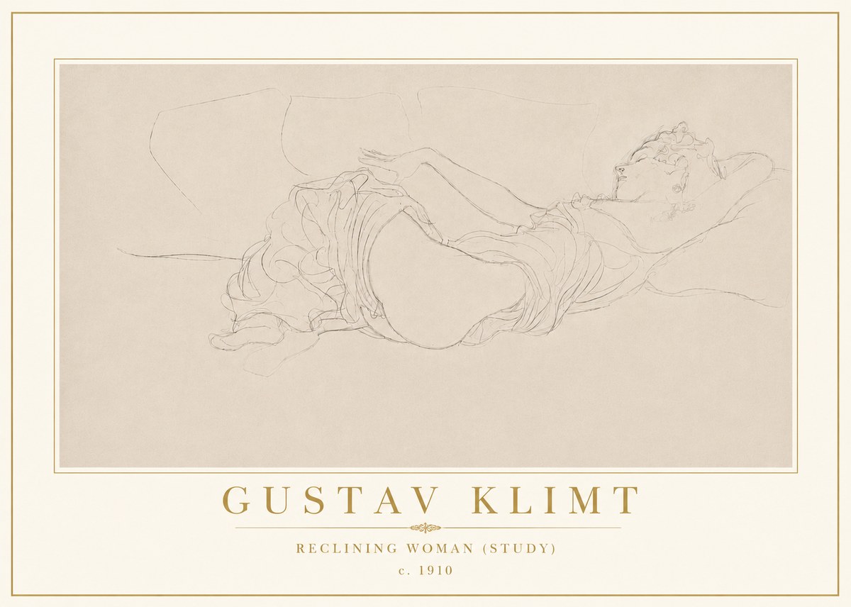 Klimt Reclining Woman (Study) No5 - Poster