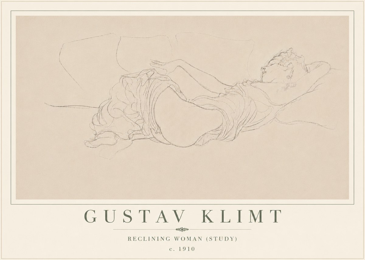 Klimt Reclining Woman (Study) No6 - Poster