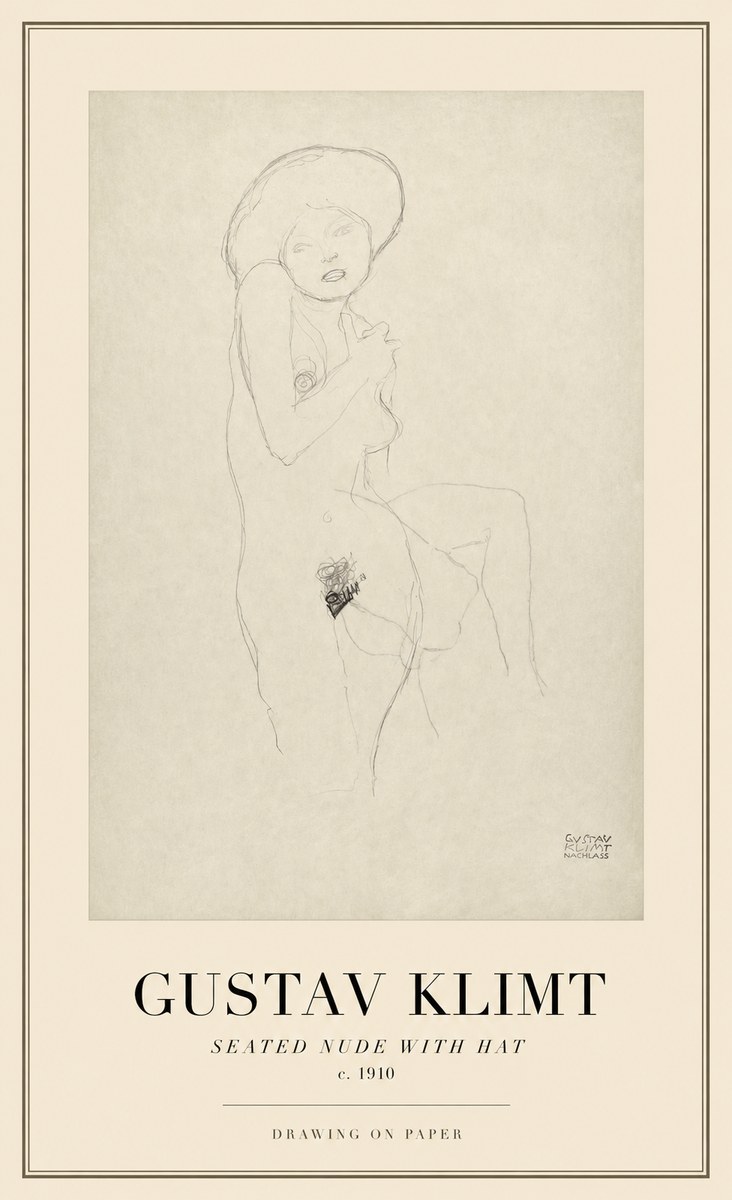 Klimt Seated Nude with Hat No1 - Poster