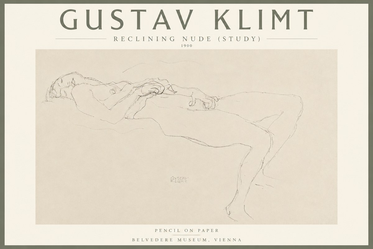 Klimt Reclining Nude (Study) No4 - Poster