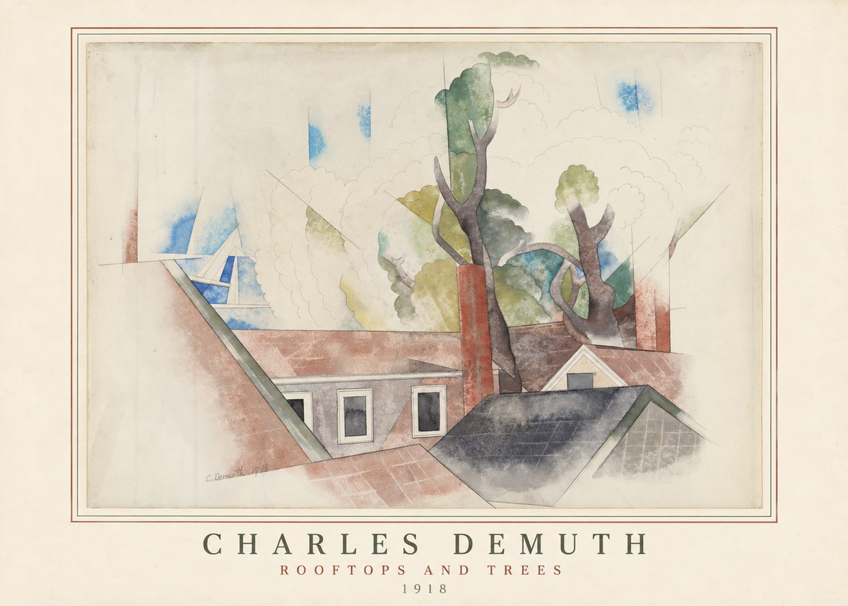 Charles Demuth Rooftops and Trees No3 - Poster