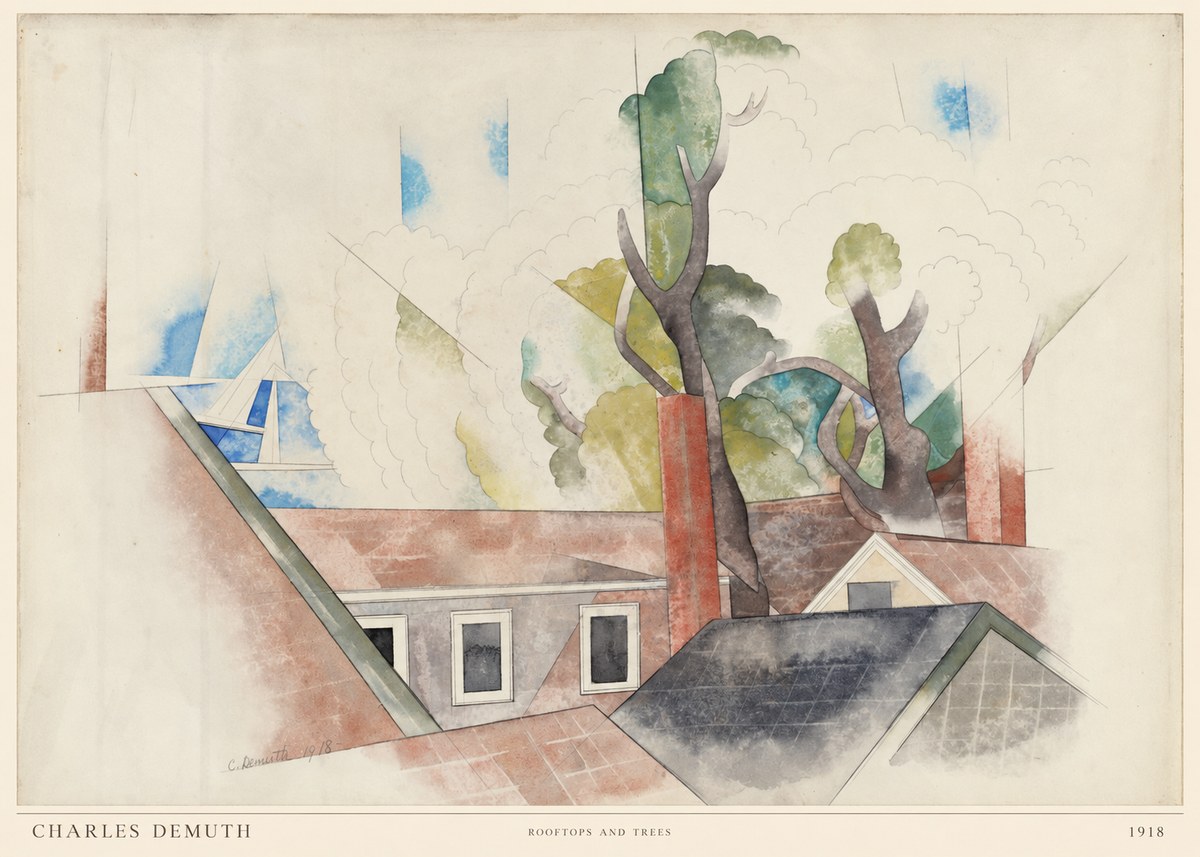 Charles Demuth Rooftops and Trees No6 - Poster