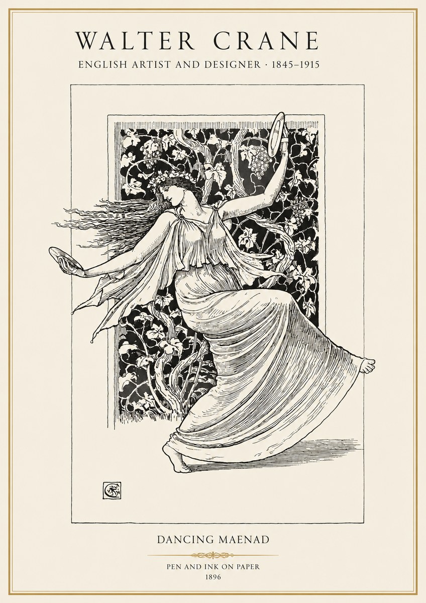 Walter Crane Dancing Maenad No1 - Poster
