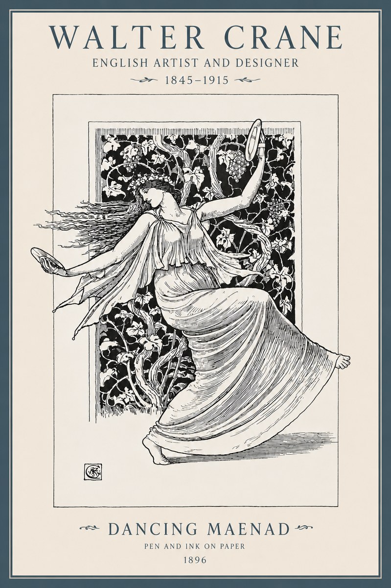 Walter Crane Dancing Maenad No3 - Poster