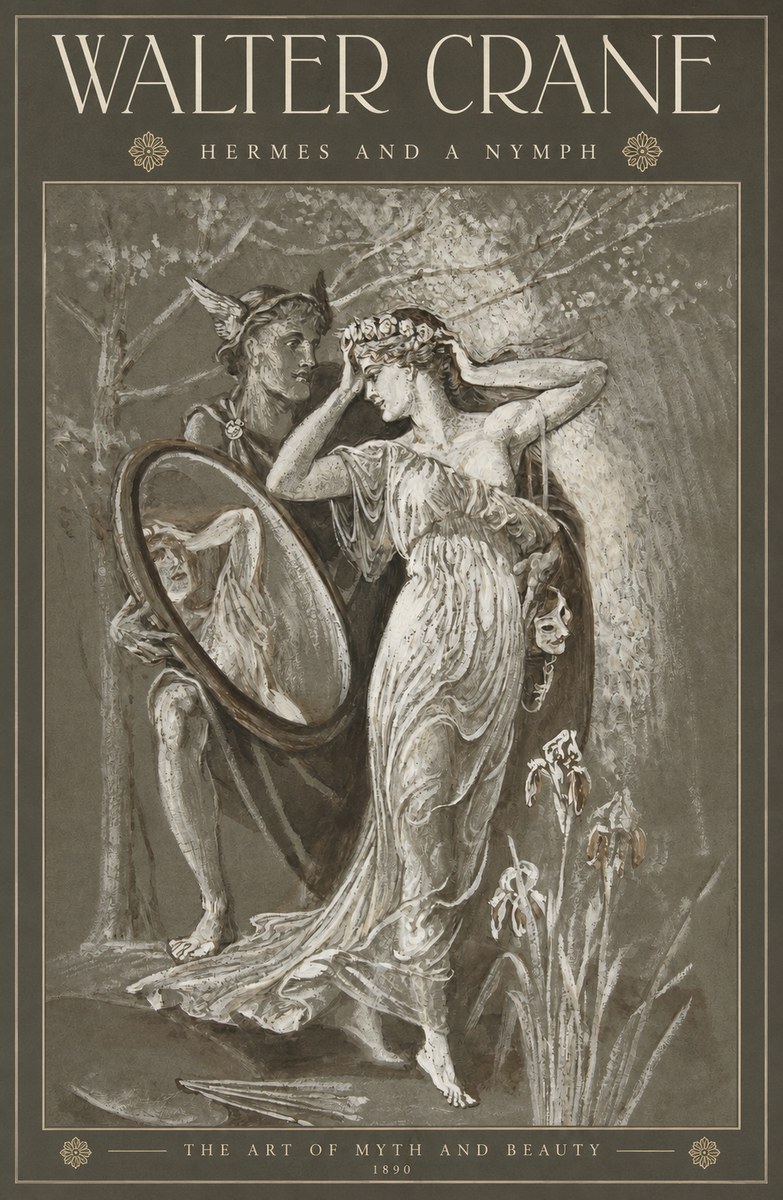 Walter Crane Hermes and a Nymph No2 - Poster