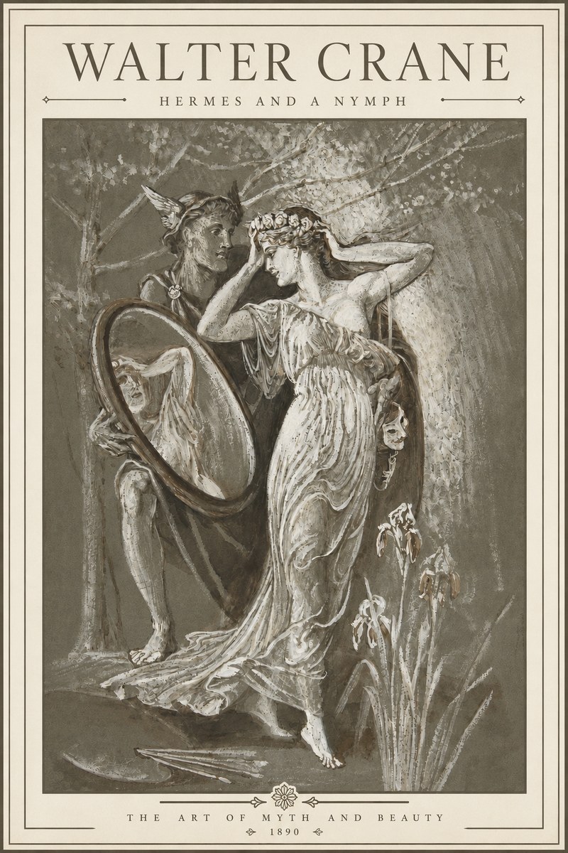 Walter Crane Hermes and a Nymph No3 - Poster