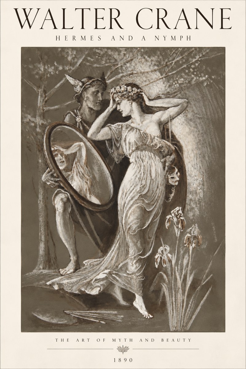 Walter Crane Hermes and a Nymph No6 - Poster